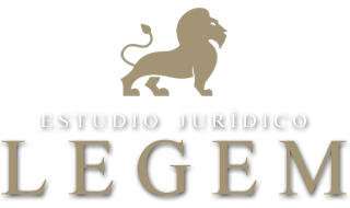 Logo de Estudio Jurídico LEGEM con un león dorado y el nombre del estudio.