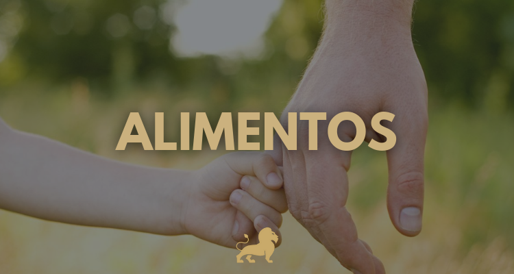 Foto botón con la palabra ALIMENTOS en mayúscula y un fondo con la mano de un niño agarrando el dedo índice de su progenitor.